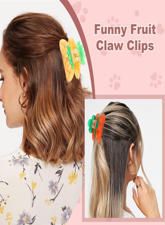 هابدو مجموعة مشابك شعر هابدو المكونة من 6 قطع على شكل فواكه - مشابك صغيرة لطيفة على شكل فراولة، كرز، بطيخ، أناناس، جزر، وأفوكادو، إكسسوارات شعر مرحة للنساء والفتيات - Image 4